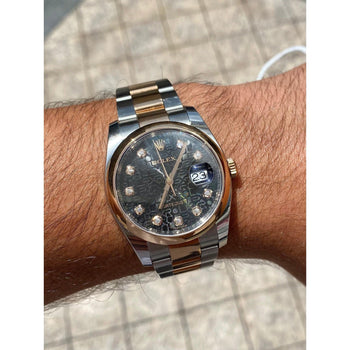 Rolex Datejust 36 mm quadrante e bracciale Jubilee con quadrante nero e indici orari con diamanti – Assay Jewelers