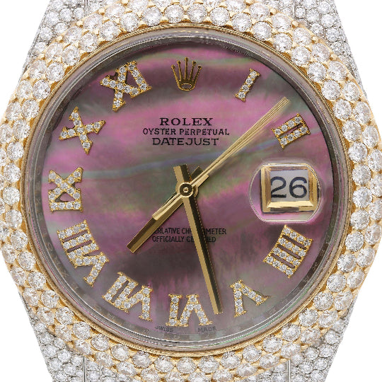 Rolex Datejust 41mm 18K Two-Tone 20 Carat Diamond Bust Down MOP Dial Iced Watch