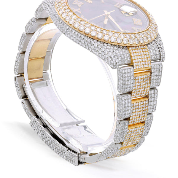 Rolex Datejust 41mm 18K Two-Tone 20 Carat Diamond Bust Down MOP Dial Iced Watch