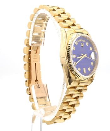 Rolex Day-Date 36mm 18038 Night Blue Diamond Dial 18K Gold Watch – Assay Jewelers