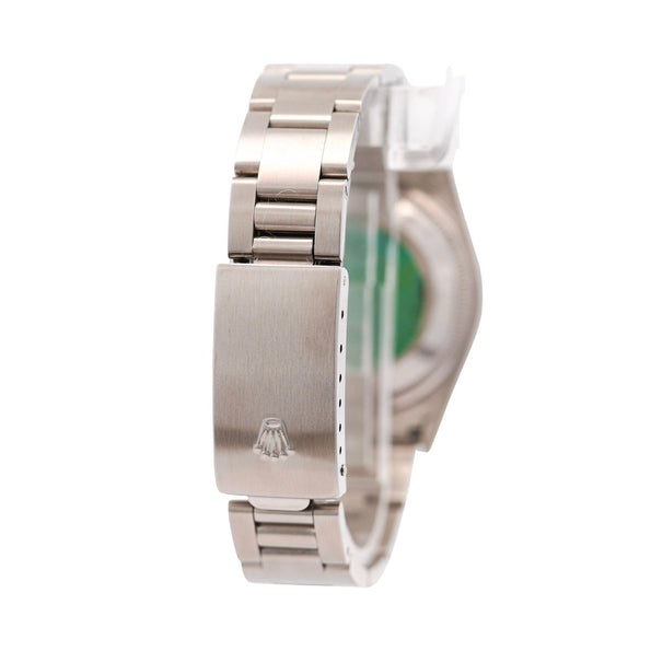 Rolex OP Date 15210 Steel Blue Dial Engine Turned Bezel Watch