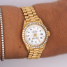 Rolex OP DateJust Presidential White Face 26mm Diamond Bezel 18K Gold Watch