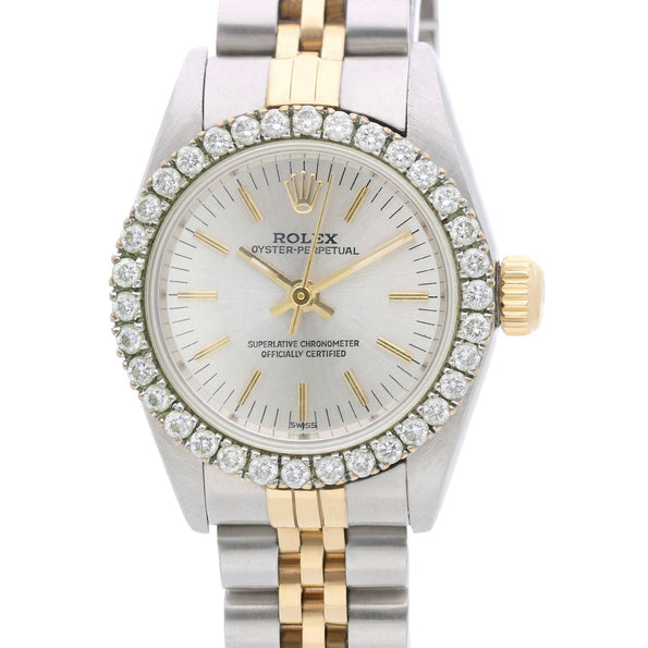 Rolex Oyster Perpetual 26mm Diamond Bezel 18K Two Tone Gold Jubilee Ladies Watch