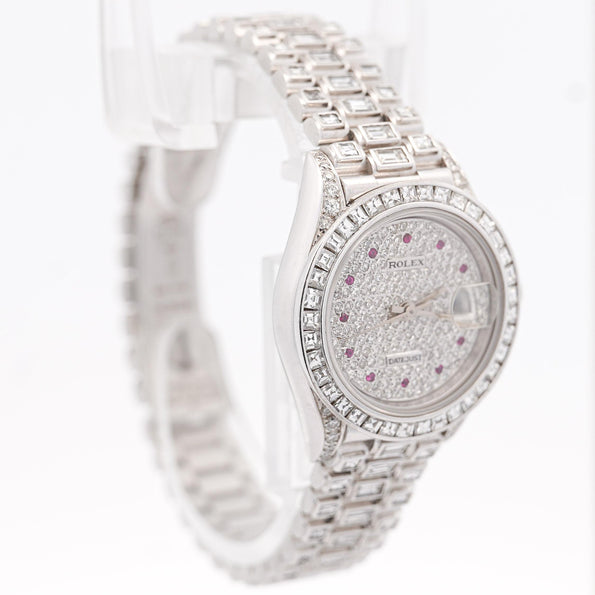 Rolex Platinum DateJust Presidential Watch 15 Carat Diamond 26mm
