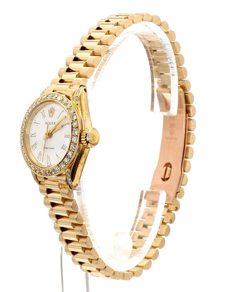 Rolex Precision 22mm Diamond Bezel 18K Gold Watch – Assay Jewelers