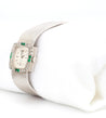 Rolex Precision Emerald & Diamond Bezel 18K White Gold Frosted Bracelet Watch