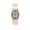 Rolex Precision Emerald & Diamond Bezel 18K White Gold Frosted Bracelet Watch