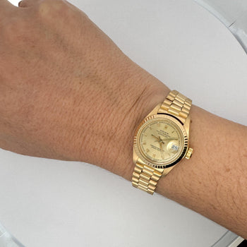 Rolex President Datejust 26mm Fluted 18K Gold Ladies Watch – Assay Jewelers