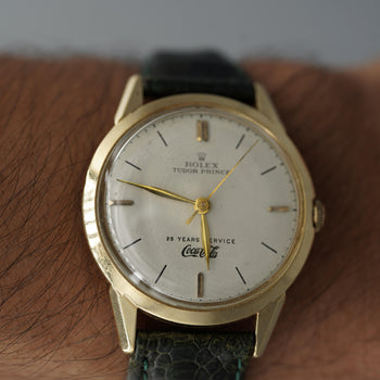 Rolex Tudor Prince 35mm Coca Cola 25 Years Service 14K Gold Watch – Assay Jewelers