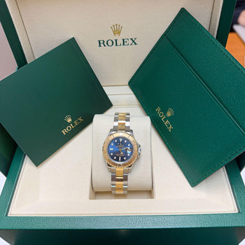 Rolex Yacht Master 169623 29mm Two Tone 18K Blue Ladies Watch Full Set – Assay Jewelers