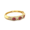 Ruby and Diamond Cluster Bangle Bracelet in 18K Yellow Gold