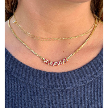 Ruby and Diamond Integral 14k Gold Cluster Necklace – Assay Jewelers