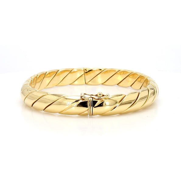 Tiffany & Co. 18K Gold Braided Twisted Rope Hinged Bangle Bracelet