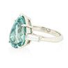 Tiffany & Co. 6.5 Carat Pear Cut Green-Blue Tourmaline and Diamond Platinum Ring