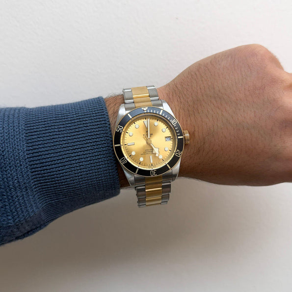 Tudor Black Bay S&G Two-Tone Champagne Dial Automatic Diver Watch Full Set