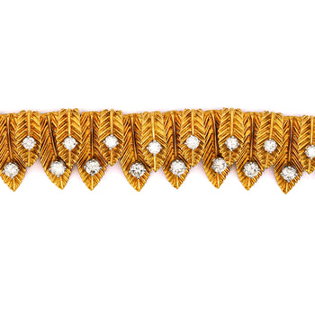 Van Cleef & Arpels 18K Gold Leaf Diamond Vintage Retro Choker Necklace – Assay Jewelers