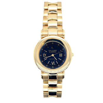 Orologio automatico Van Cleef & Arpels in oro 18K, quadrante nero, 37MM, con bracciale in oro – Assay Jewelers