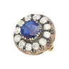 Victorian Era 3.82 Carat No Heat Sapphire and Diamond GRS Certified Brooch