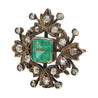 Victorian-Era Brooch With 3.12 Carat No Oil Colombian Emerald & Old Cut Diamonds