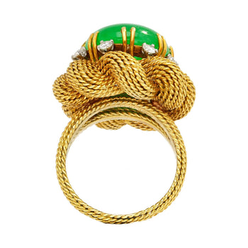 Vintage 13.32 Carat Type A Jadeite Jade Gold Wire Floral Ring From France – Assay Jewelers