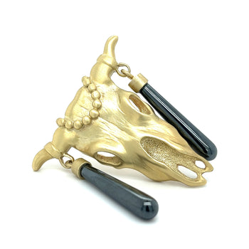 Broche ou Pendentif Anciens en or jaune brossé 14K, signé MIGNON FAGET, Dead Bull – Assay Jewelers
