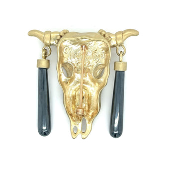 Broche ou Pendentif style Anciens en or jaune brossé 14K signé MIGNON FAGET Dead Bull – Assay Jewelers