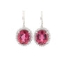 Vintage 16 Carat Pink Checkerboard Oval-Cut Tourmaline and Diamond Earring