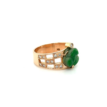 Bague Anciens en or rose 18K avec grenouille sculptée en jade jadéite, anneau ouvert – Assay Jewelers