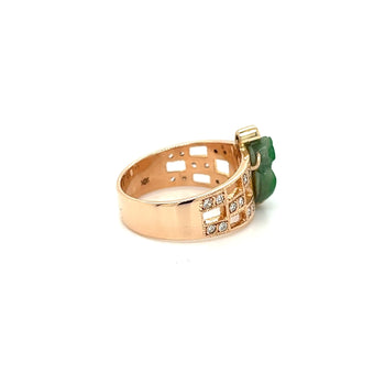 Bague Anciens en or rose 18K avec jadeite sculptée en grenouille et anneau ouvert – Assay Jewelers