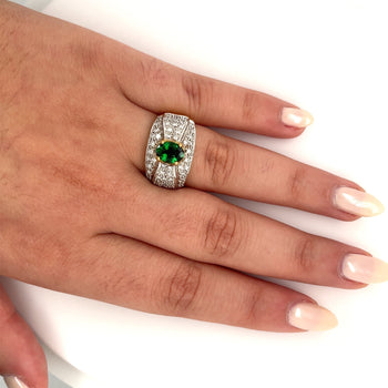 Vintage 1.50 Carat Oval Cut Green Tsavorite and Diamond Cluster Ring – Assay Jewelers