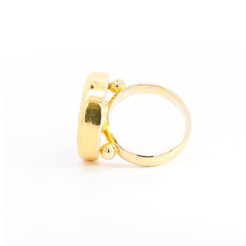 Vintage 22K Enamel and Gold "Auspice Maria" Saint Mary motif Christian Ring – Assay Jewelers