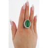 Vintage 24 Carat Oval Cabochon Jade and Round Diamond Floral Pattern Ring