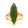 Vintage 25mm Green Nephrite Jade 18K Gold Cocktail Statement Ring