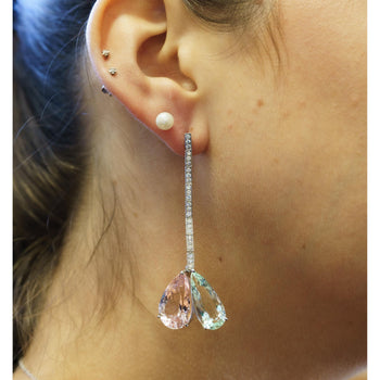 Boucles d’oreilles détachables mix & match Anciens en aigue-marine, kunzite et diamant, 26 CTTW – Assay Jewelers