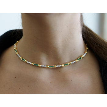 Vintage 4 Carat Channel Set Colombian Emerald & Diamond Chocker Necklace – Assay Jewelers