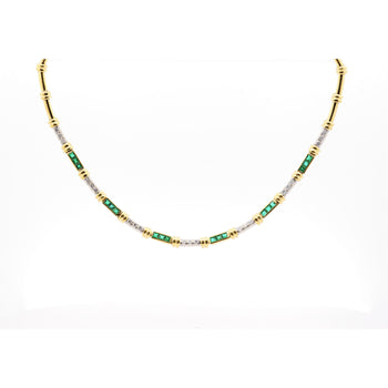 Vintage 4 Carat Channel Set Colombian Emerald & Diamond Chocker Necklace – Assay Jewelers