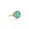 Vintage 5 Carat Emerald Square Cut Openwork 14K Gold Solitaire Ring