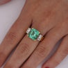 Vintage 5.06 Carat Emerald and Baguette Diamond in 18K Gold Ring