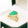 Vintage 9 Carat Pear Cut Zambian Emerald & Diamond Halo Ring Jacket in 18K Gold