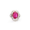 Vintage AGL Certified 6.95 Carat No Heat Burma Ruby & Diamond Cocktail Ring