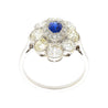 Vintage AGL Certified No Heat Burma Blue Sapphire and Old Euro Cut Diamond Ring in Platinum