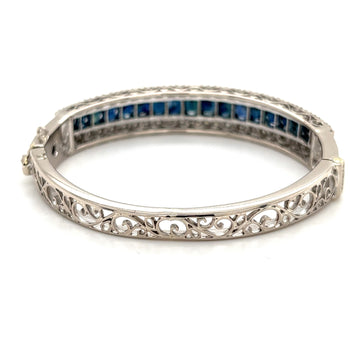 Vintage Art Deco Blue Sapphire Bangle Bangle in 14k White Gold – Assay Jewelers