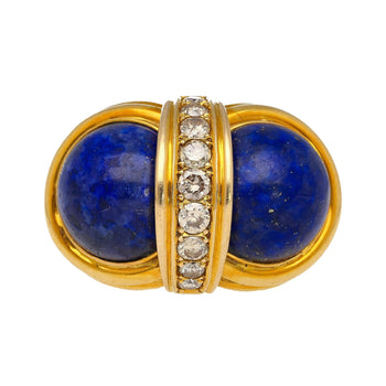 Vintage Cabochon Cut Lapis Lazuli and Diamond in 18K Yellow Gold Statement Rings – Assay Jewelers