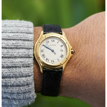 Vintage Cartier Cougar 116000R Watch 33mm in 18K Gold and Leather – Assay Jewelers
