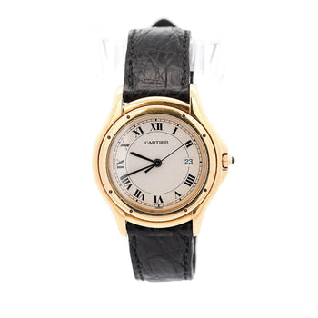 Vintage Cartier Cougar 116000R Watch 33mm in 18K Gold and Leather – Assay Jewelers
