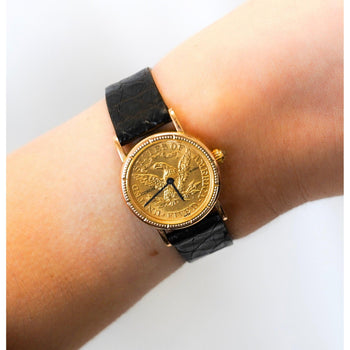 Vintage Corum 1899 5-Dollar USA Gold Coin Watch Face in Original Box with Crocodile Strap – Assay Jewelers