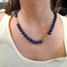 Vintage GIA Certified Lapis Lazuli 18K Gold Bead Necklace