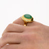 Vintage Grade A Jadeite Jade Gump's San Francisco Bezel Set Ring in 18K Gold