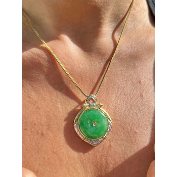 Pendentif circulaire Anciens en jadéite, jade et diamants, en or 14k – Assay Jewelers