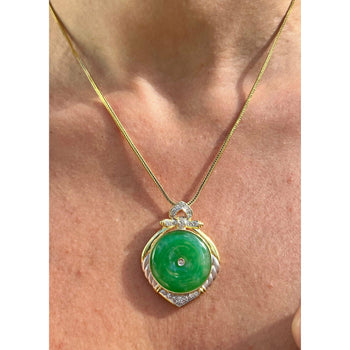 Pendentif circulaire Anciens en jadéite, jade et diamant en or 14k – Assay Jewelers
